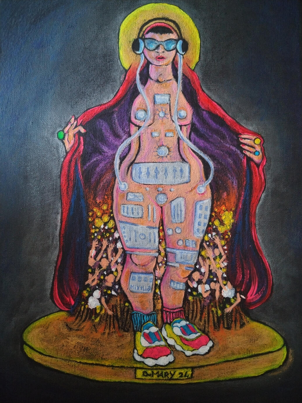 D-Mary, Tecnica mista su tela, 25x35 cm, 2024